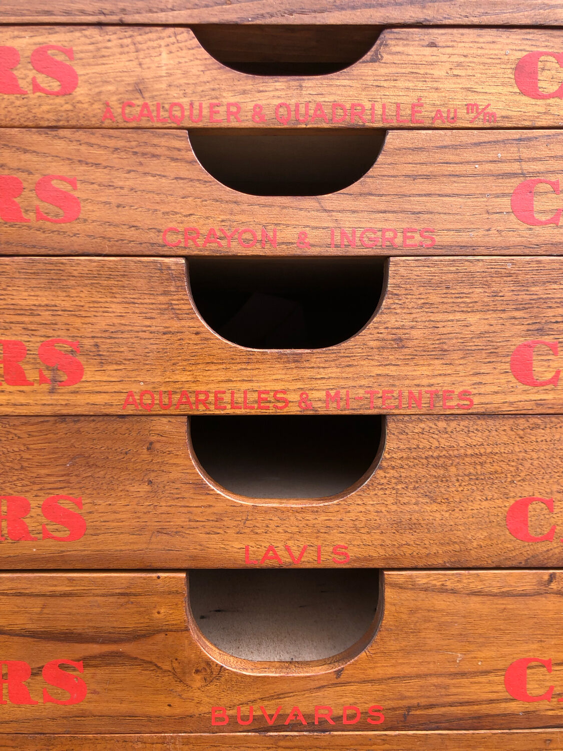 Craft furniture: display of old stationery for Cansons Papers.  50s