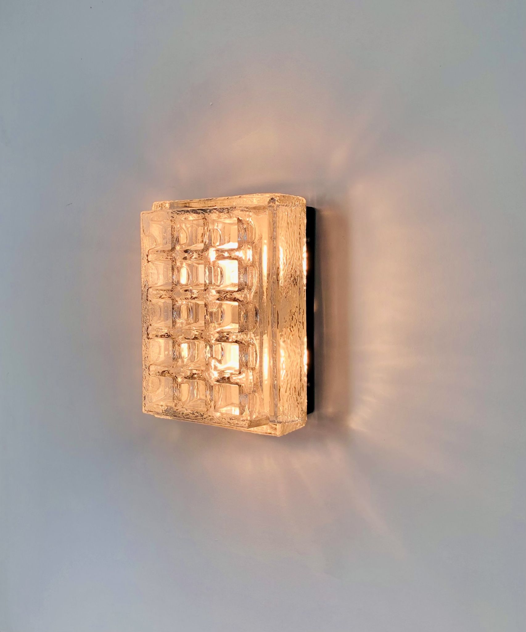 Rectangular embossed glass wall lamp from Limburg, Germany 1970
