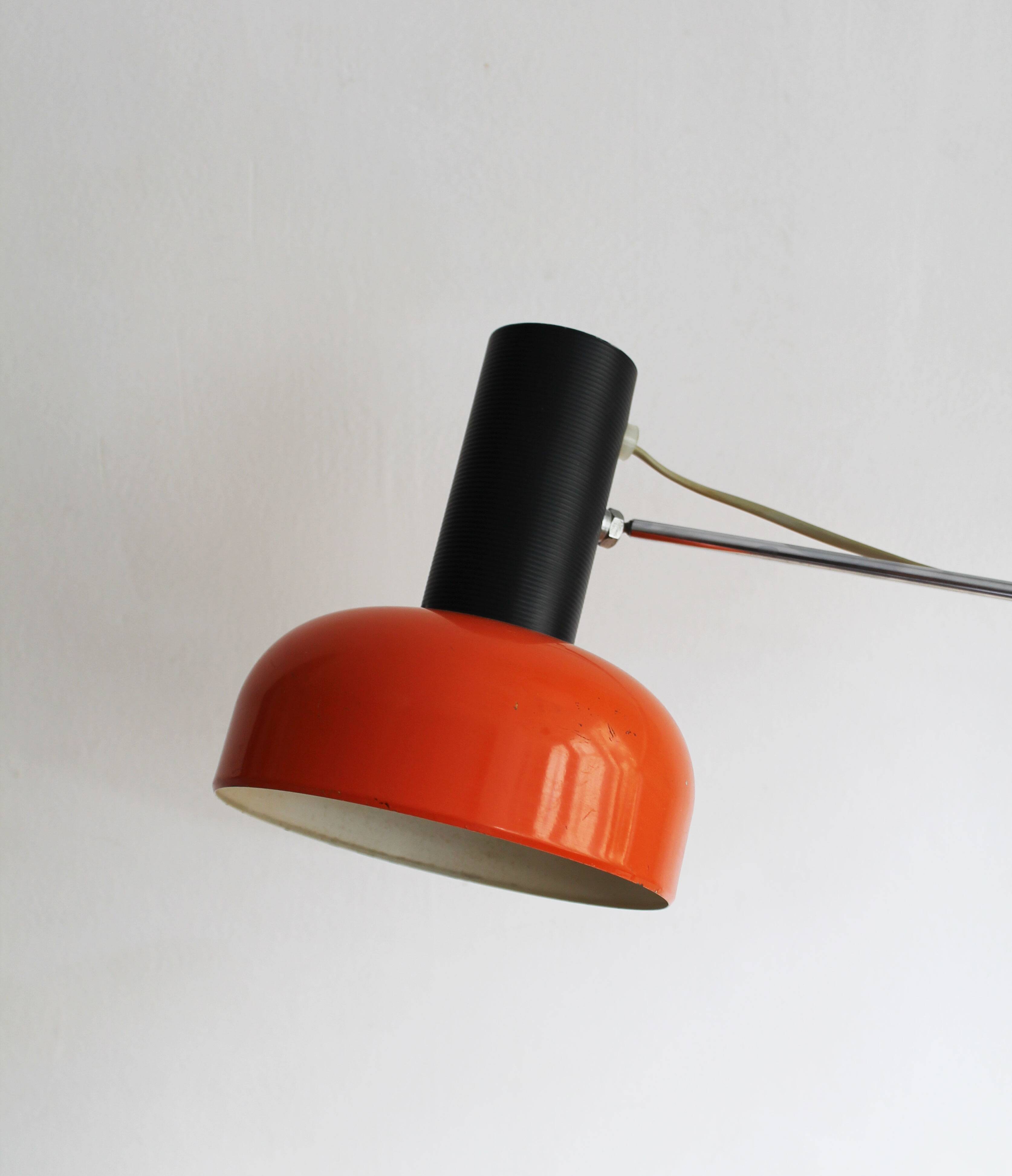 1970s Czechoslovak Orange Clamp Lamp by NAPAKO