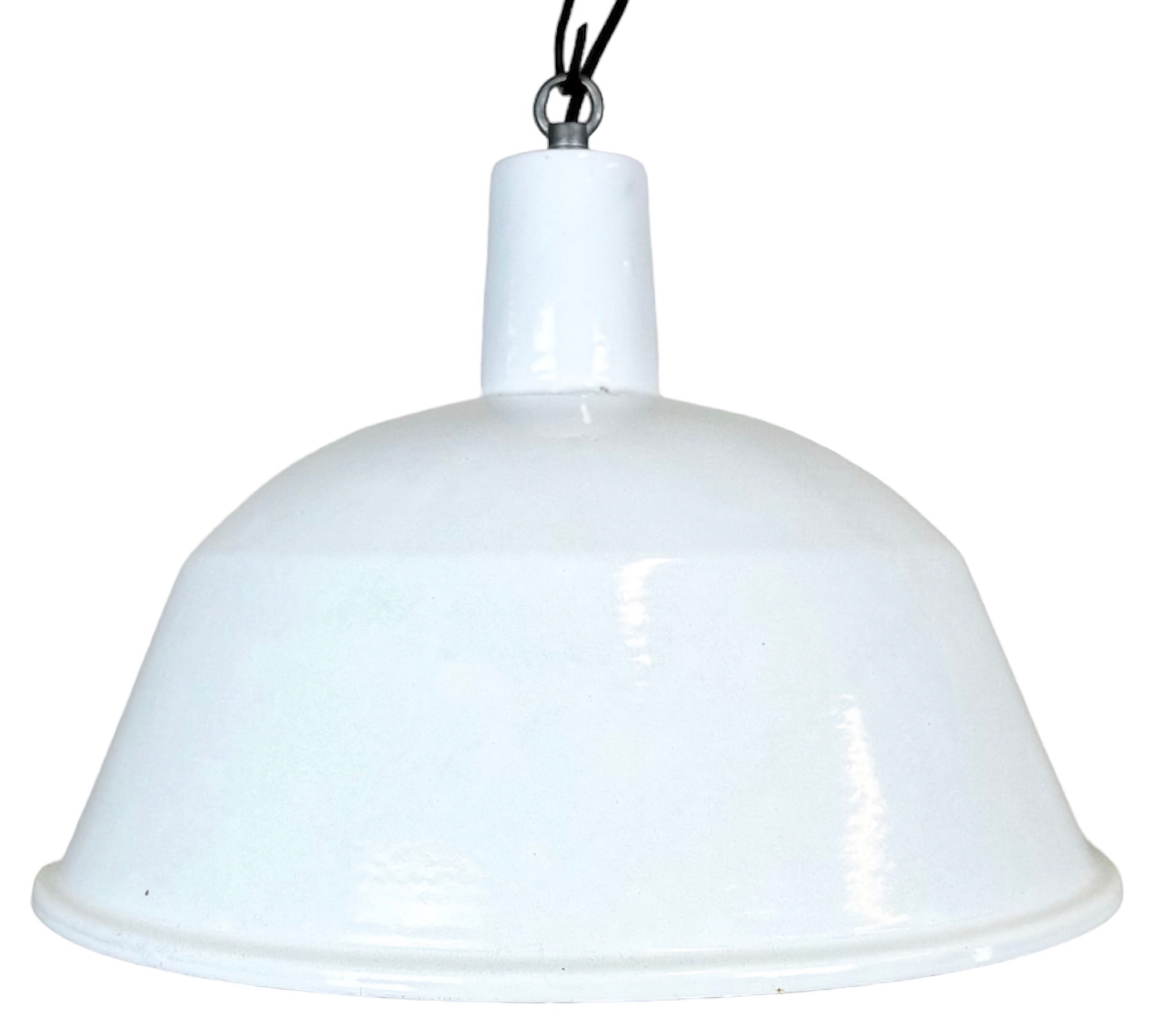 Industrial White Enamel Pendant Lamp from EMAX, 1960s