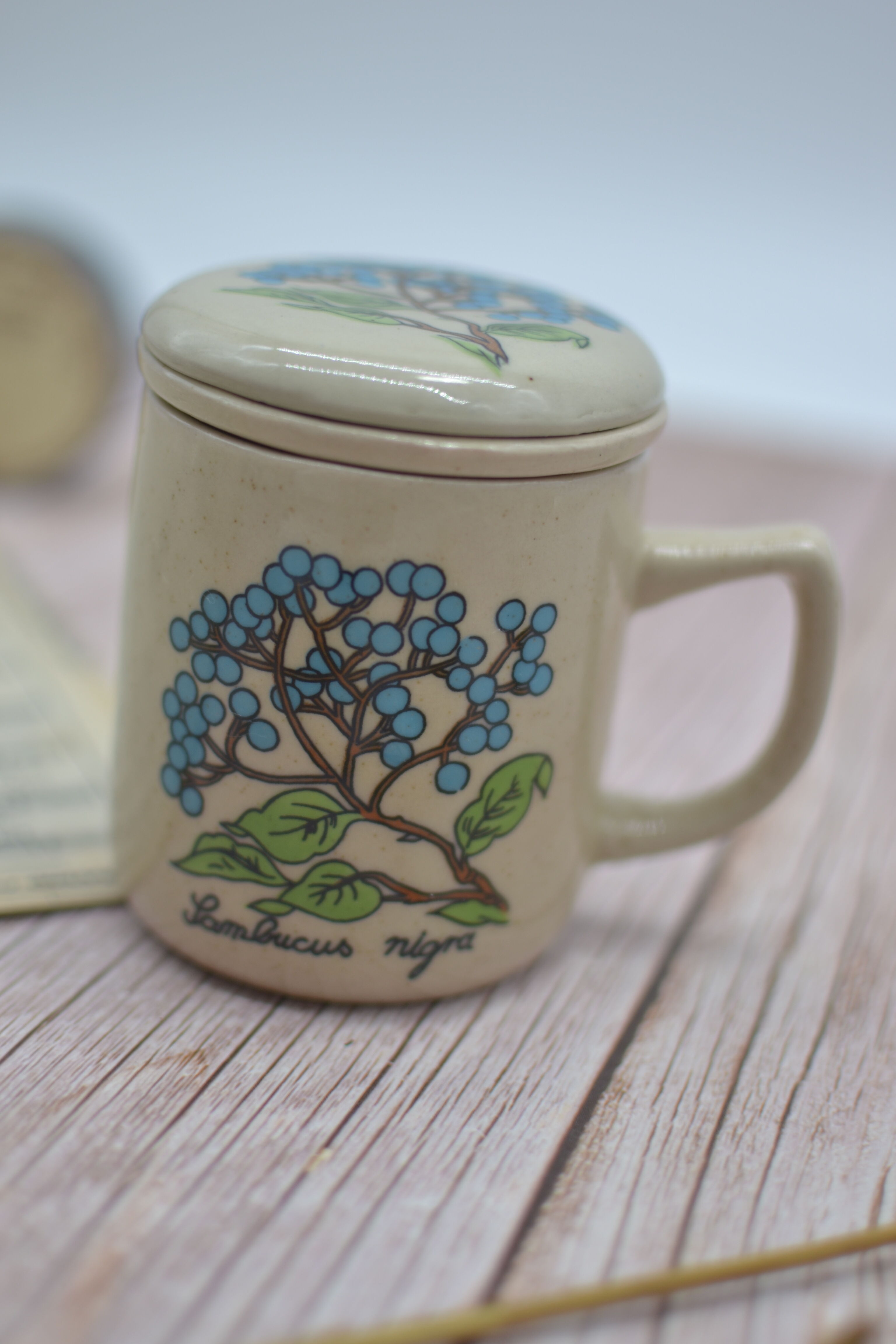 Vintage sandstone teapot with infuser