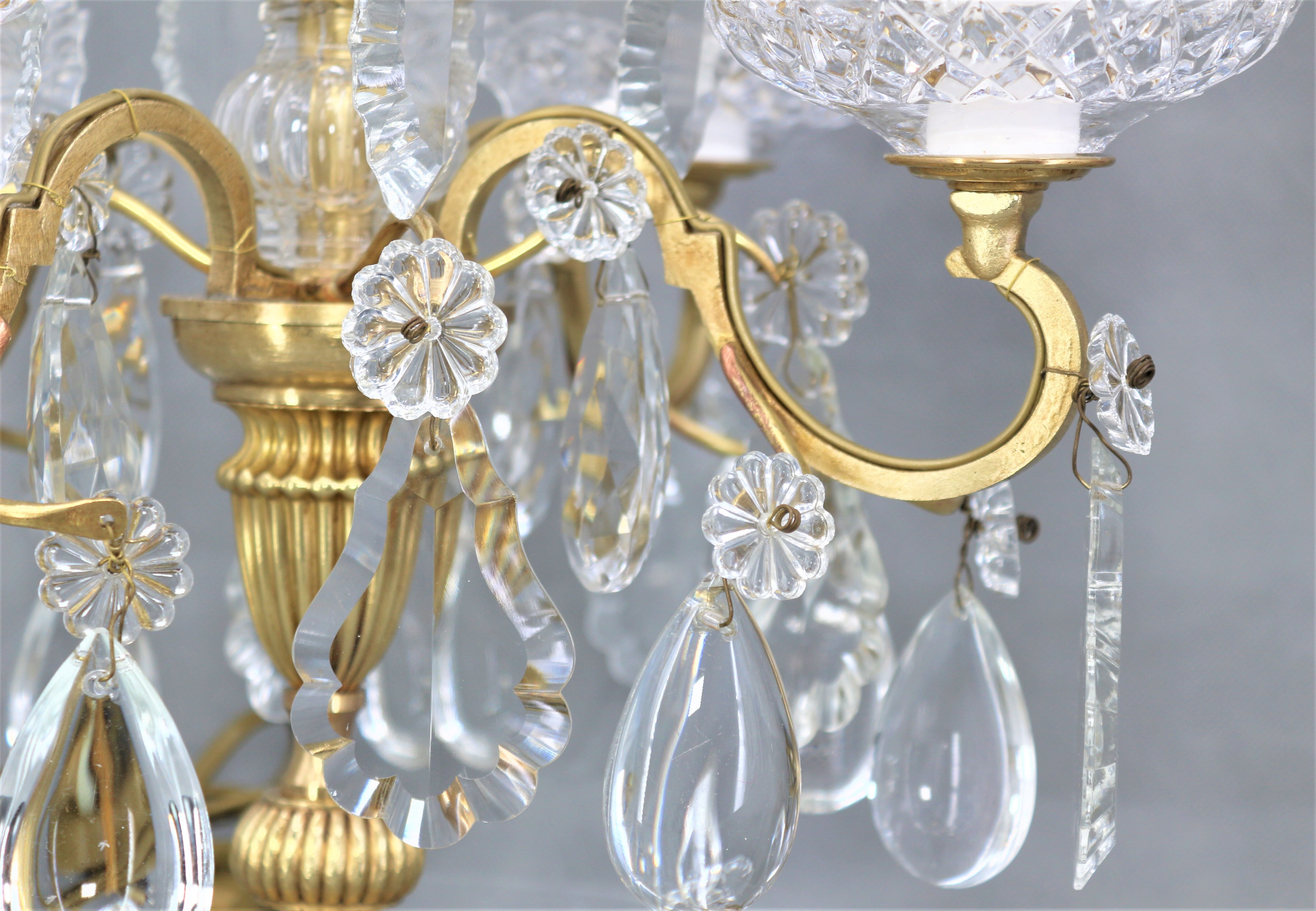 Pair girandoles chandelier bronze & crystal louis XV style