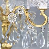 Paire girandoles chandelier bronze & cristal style Louis XV