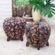 up to 3 Art Deco stools by Jindrich Halabala, leaf pattern, pouf, ottoman, 1930s