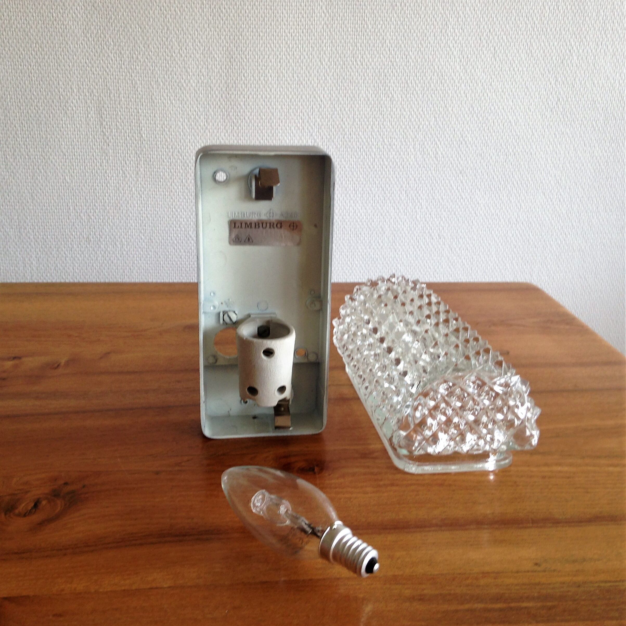 Applique limburg - verre et alu brossé - 1960