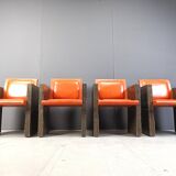 Vintage french armchairs in leather by Maison Vandamme, 1970s