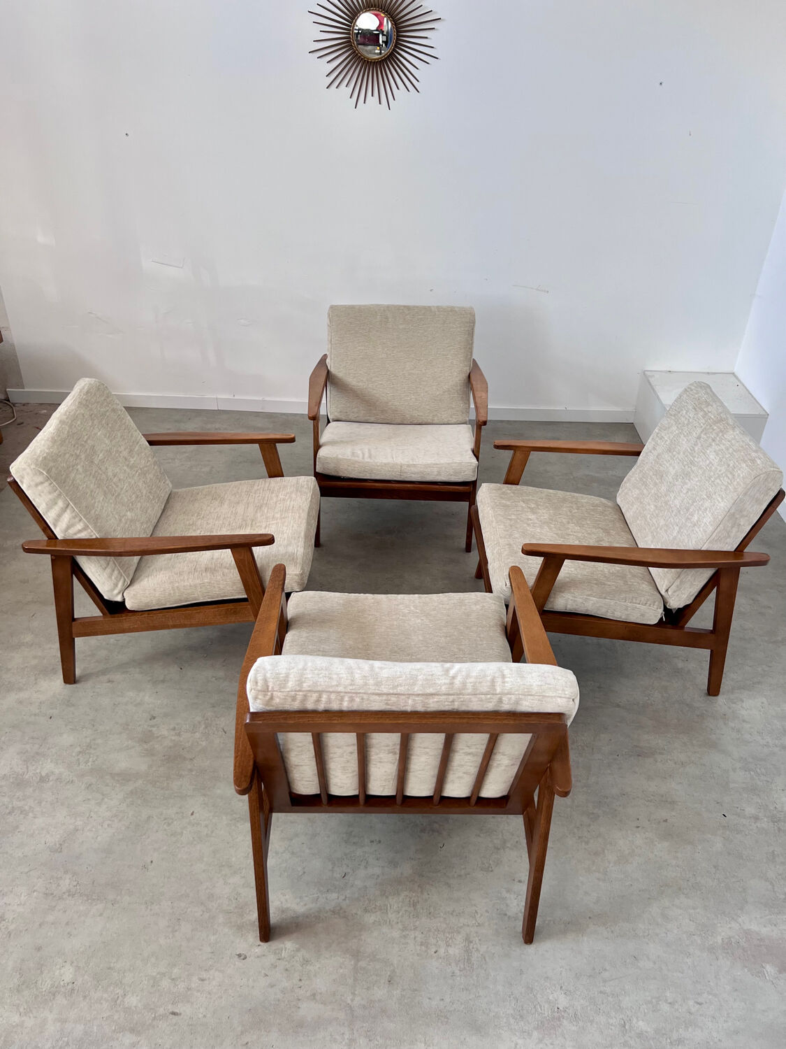 Set of 4 armchairs beech scandinavian