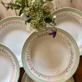 Set of 12 white, mint and gold soup plates, Mosèle de Luné model