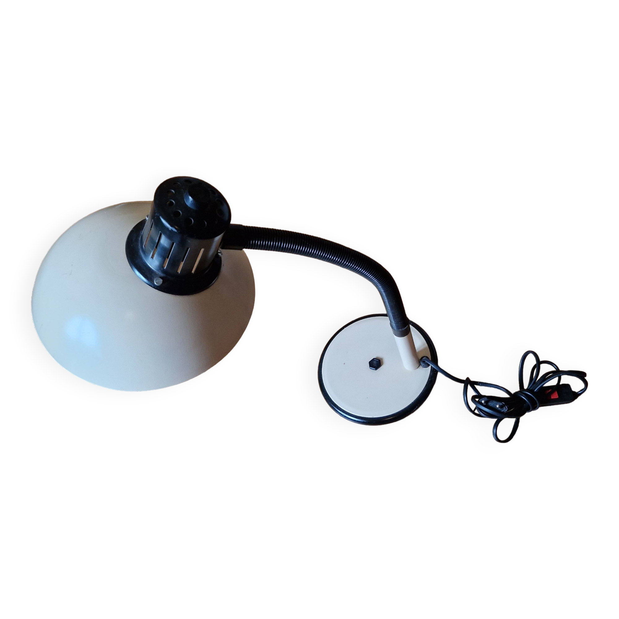 ALUMINOR white metal desk saucer lamp circa 1970