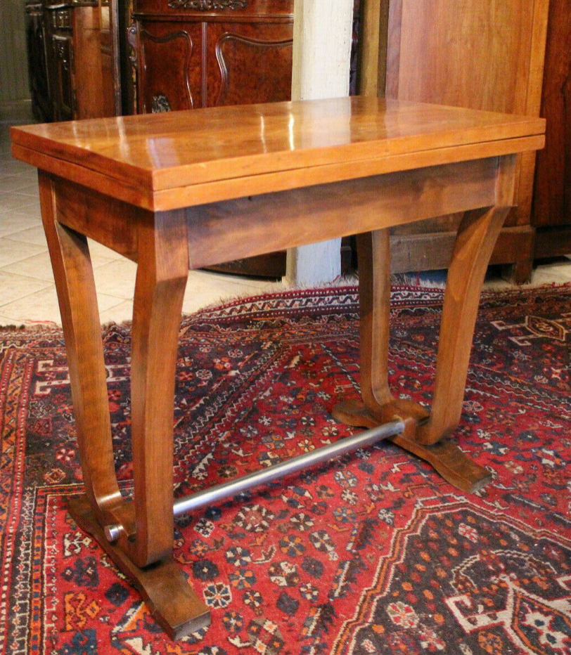 Table console blond walnut design 1930 - 1950 wallet tray