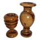 Two decorative vases in turned olive wood, 27 cm
