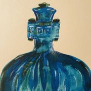 Watercolour and ink table vase Wabi Sabi collection Asia