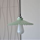 Vintage suspension in opaline scalloped mint color with water