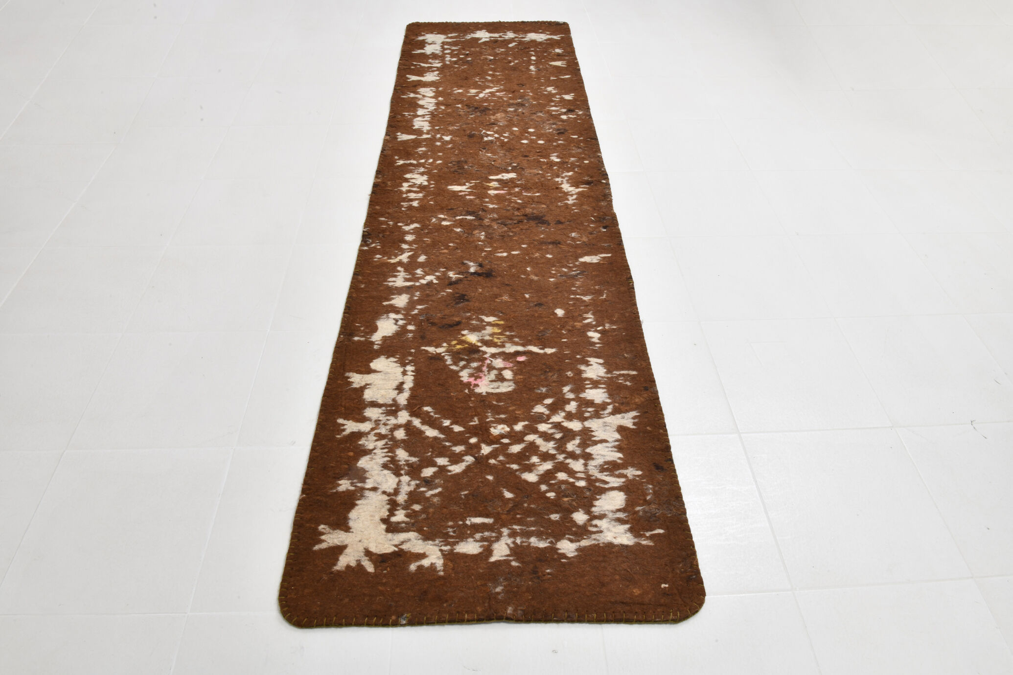 3x10 neutal brown felt vintage runner rug,85x307cm