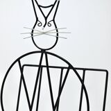 Mid-century cat-shaped magazine or record holder, iron, Italy, 1950s.