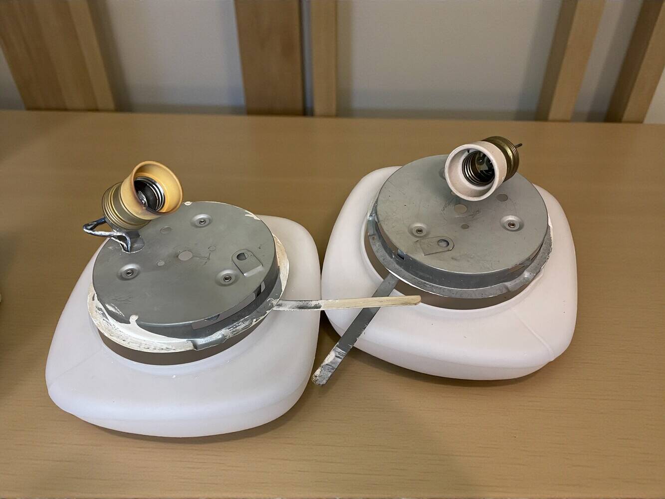 Pair white glass lights for ceiling or wall