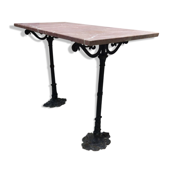 Table de camelot en fonte et marbre