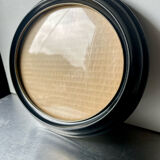 Oval bakelite black vintage frame with convex glass