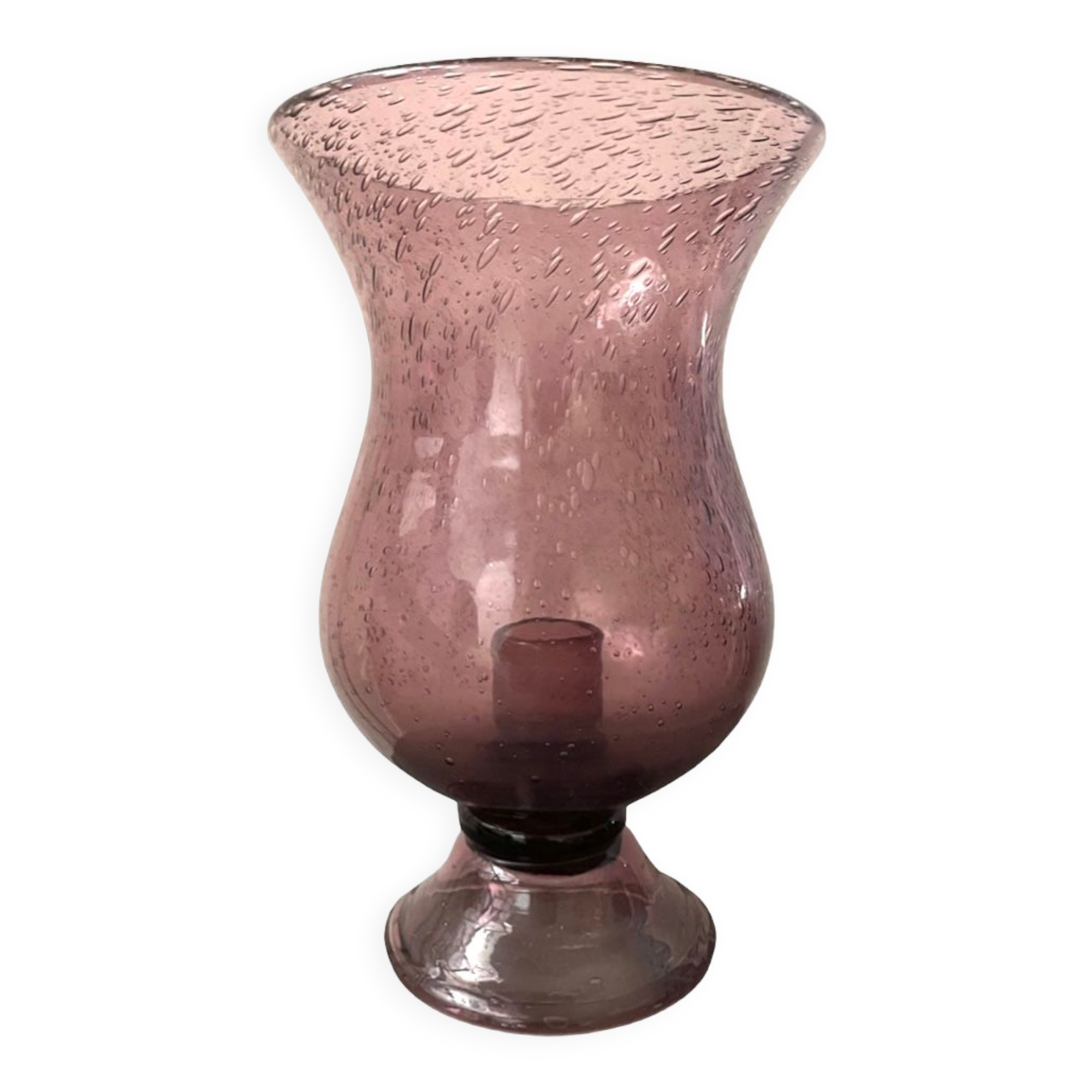 Pink glass photophore by Biot