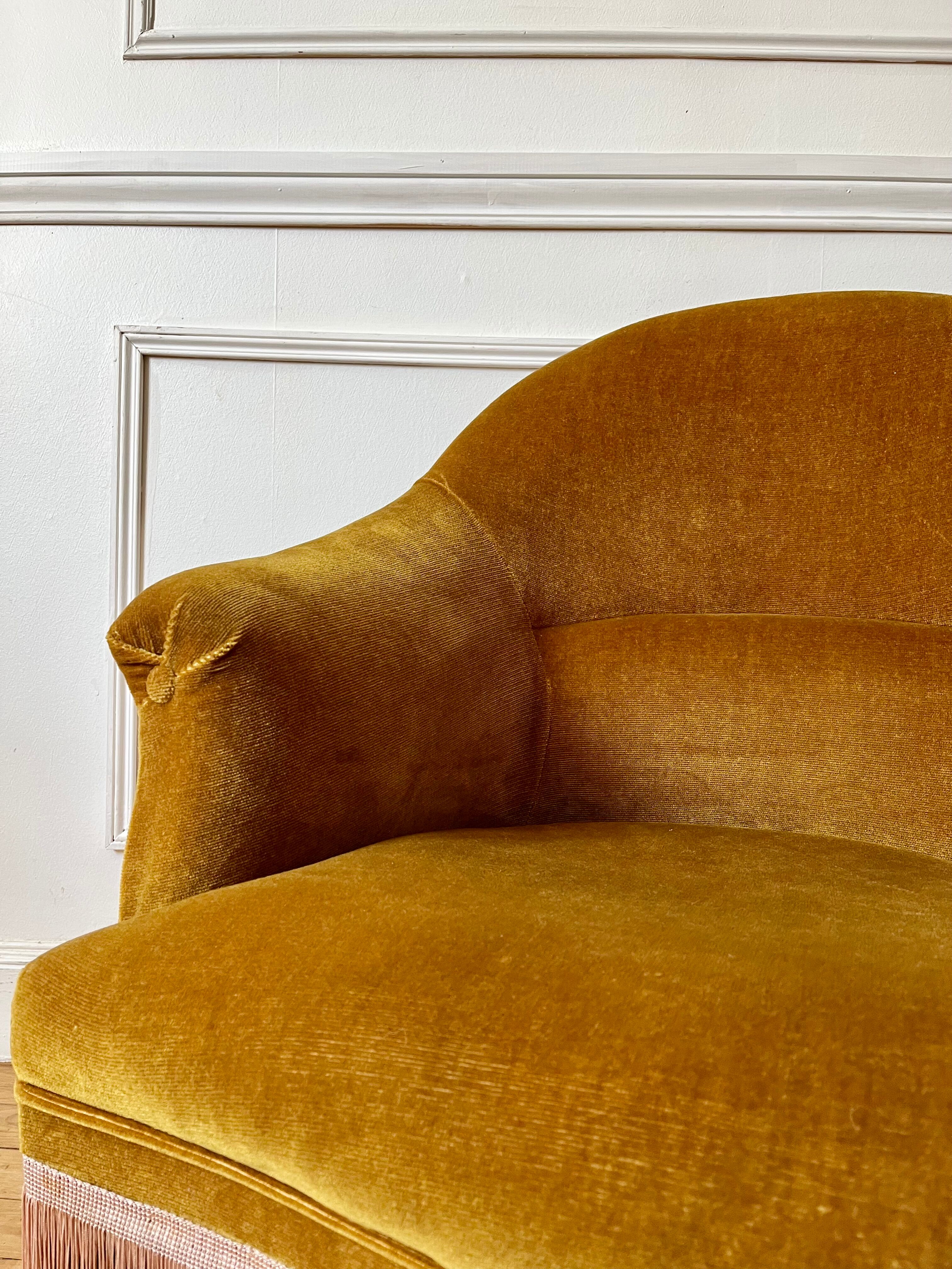 Toad armchair in gold velvet