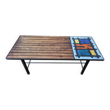 Madoura Jouver Coffee Table Wood and Ceramic Scandinavian Design France 1960