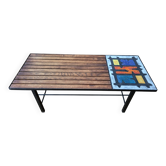 Madoura Jouver Coffee Table Wood and Ceramic Scandinavian Design France 1960