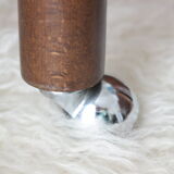 Side table serving chrome wood vintage glass 70