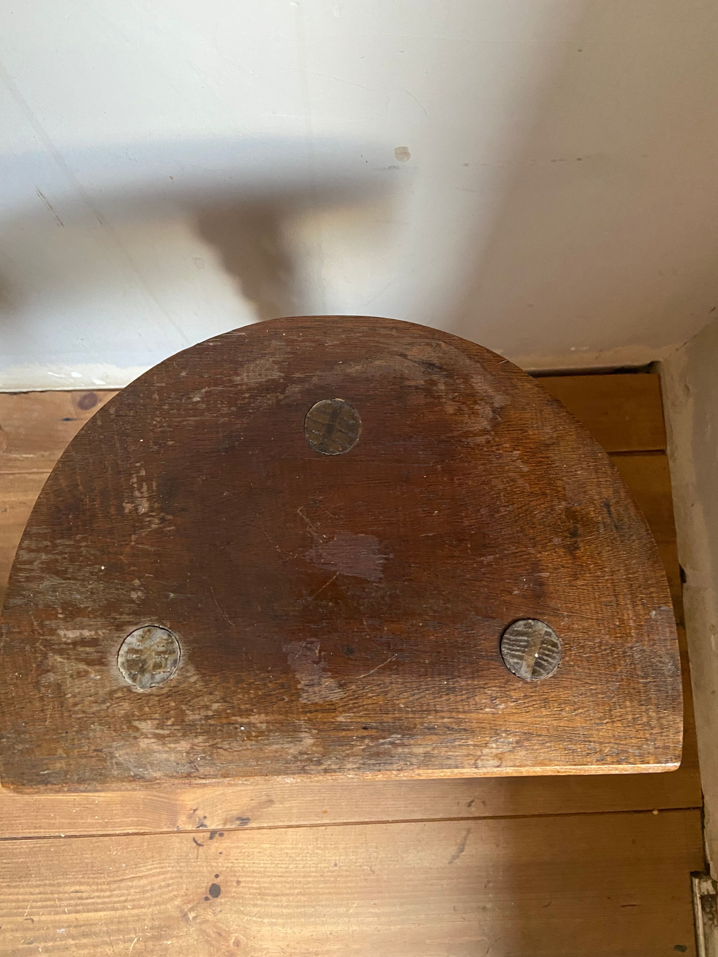 Pair of wooden milkman's stools turned brutalist