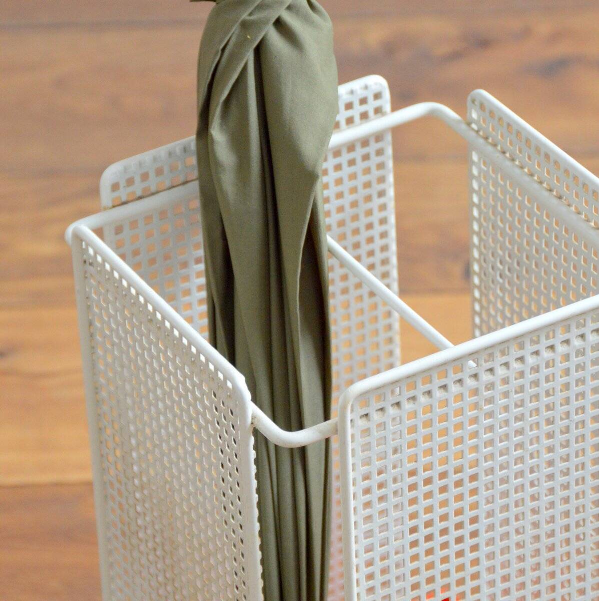 Modernist perforated metal umbrella stand from the 60s/70s