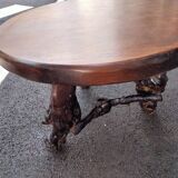 Side table old wood tree trunk vines