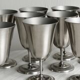 Set of 10 matte silver metal footed cups