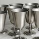 Set of 10 matte silver metal footed cups