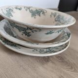 Trio of dishes: Salad bowl, Vegetable dish & Deep plate Faïence de Lyon Model