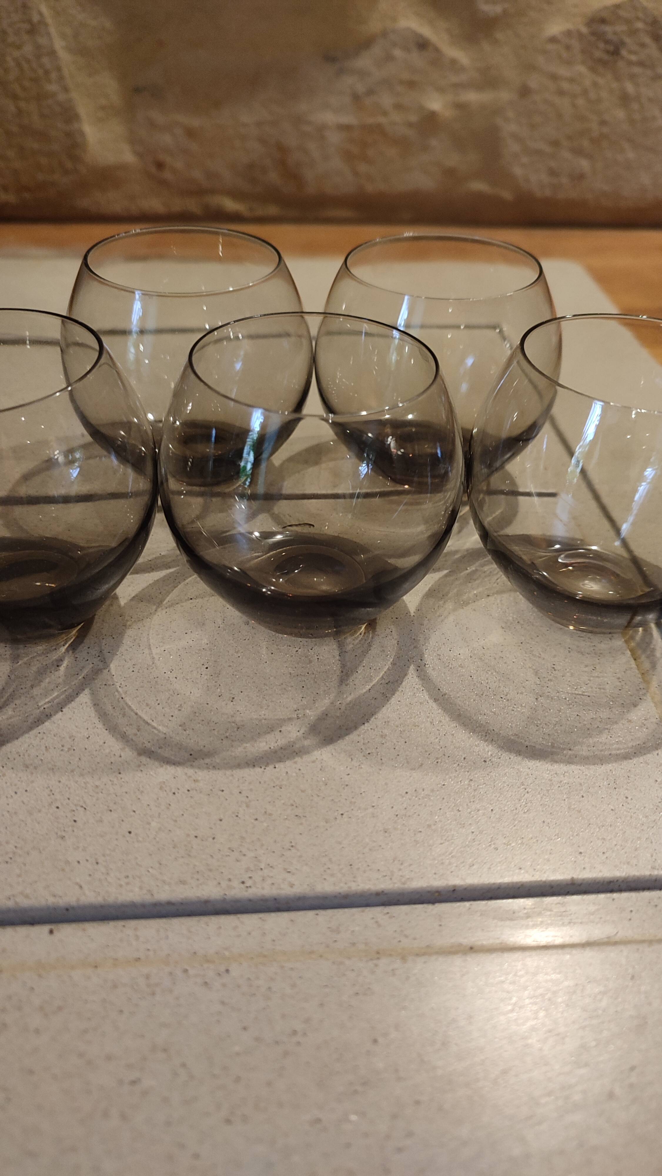 5 smoked glass bubble shot glasses