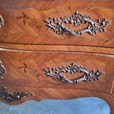 ROSEWOOD COMMODE WITH 2 DRAWERS AND OCHRE MARBLE TOP