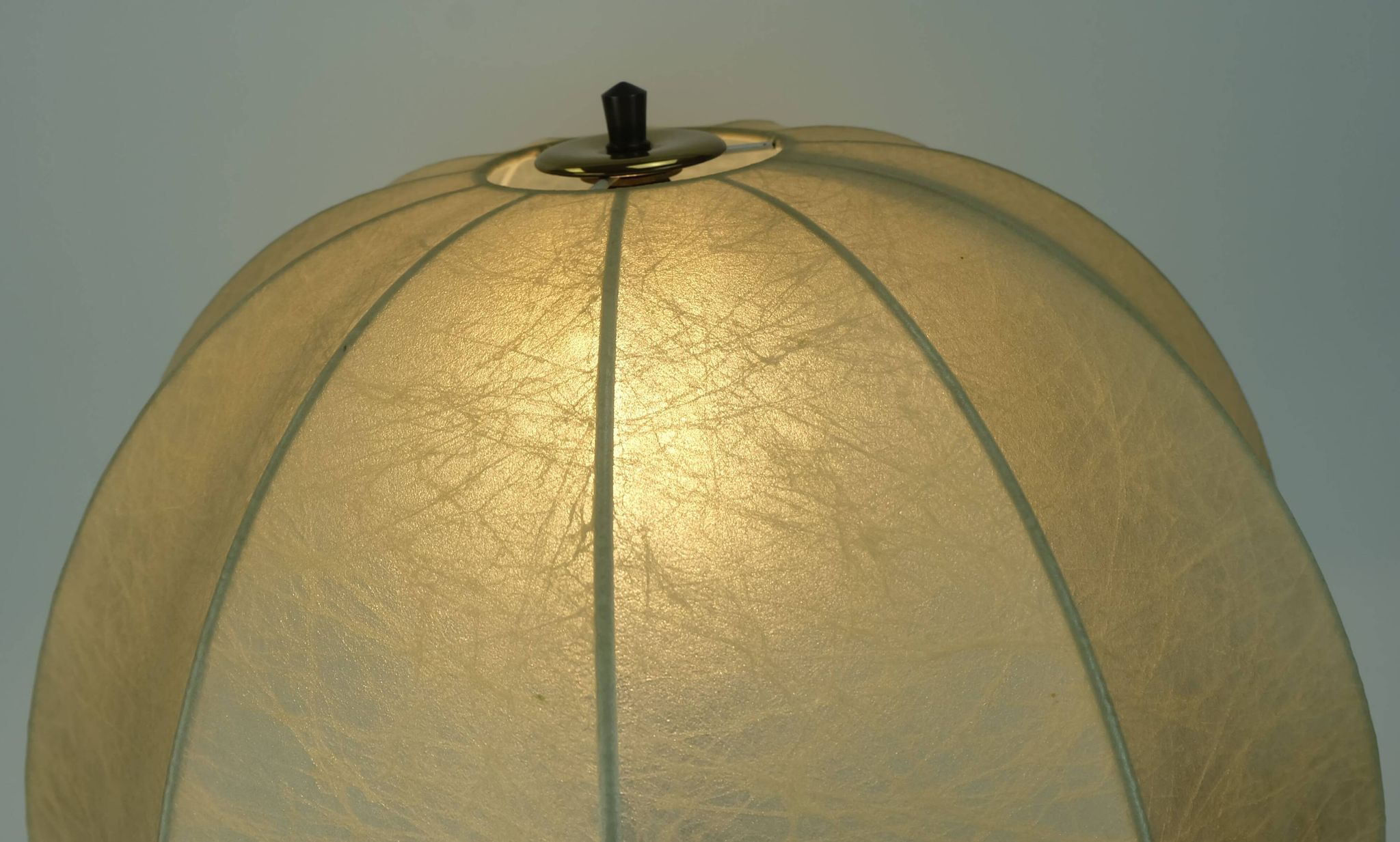 rare large mid century modern cocoon TABLE LAMP cherrywood base 1970s