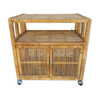 Wicker storage cabinet