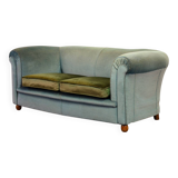 Chesterfield Duotone 2-Seat Sofa in Frosted Blue & Green Velvet 1950s