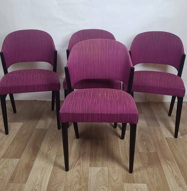 4 chaises vintage en tissu violet