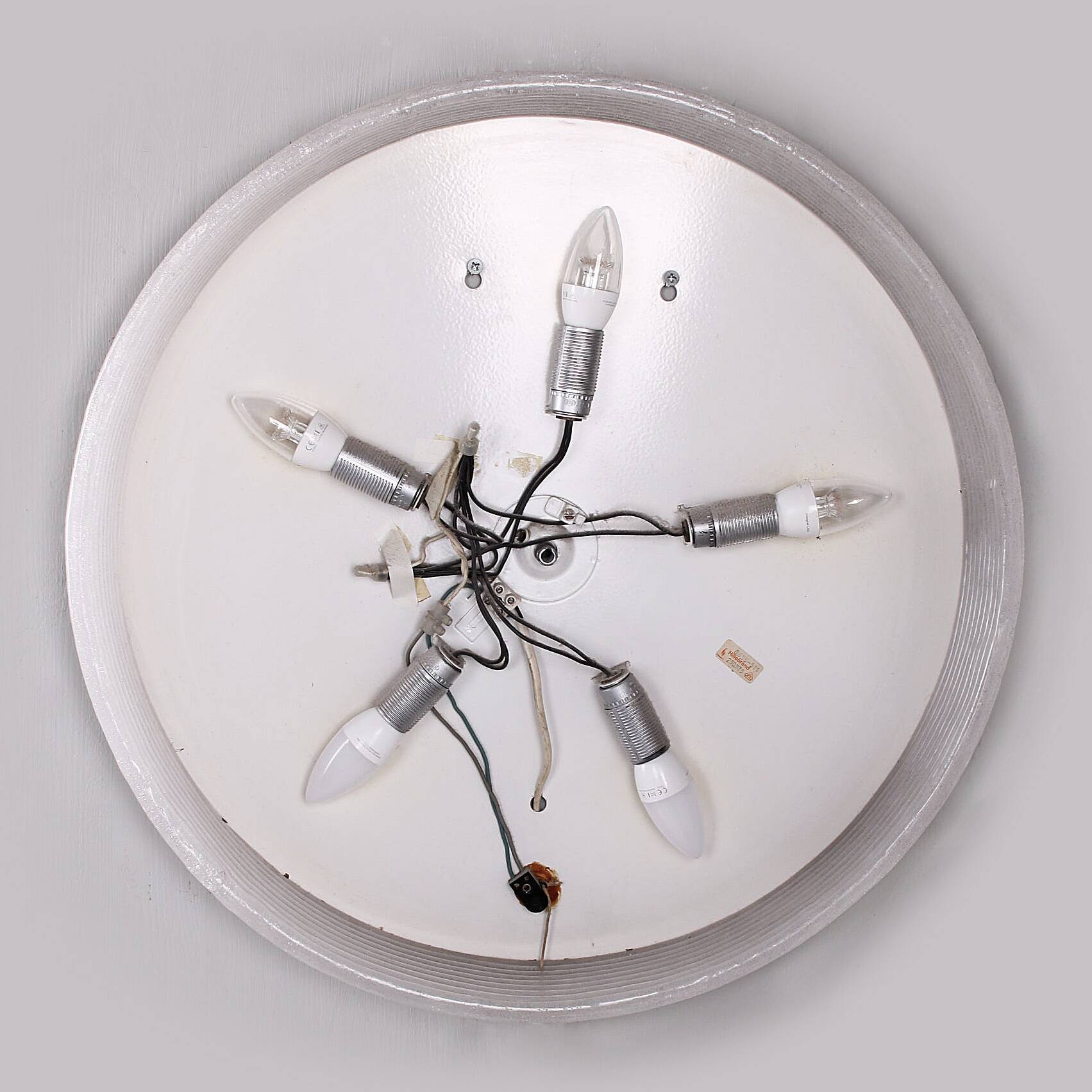 Round Plexiglass Bathroom Mirror by Hillebrand, Large Model, 1960 Germany.