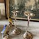 Vintage candle holders in silver metal West Germany