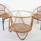 Set de 3 chaises + table en bambou par Alan Fuchs pour Uluv, 60s