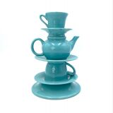 Blue tea cups stack vase, italy 1980s