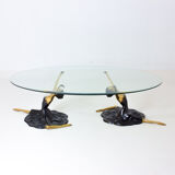 Brass French ballerina coffee table, France 1960s