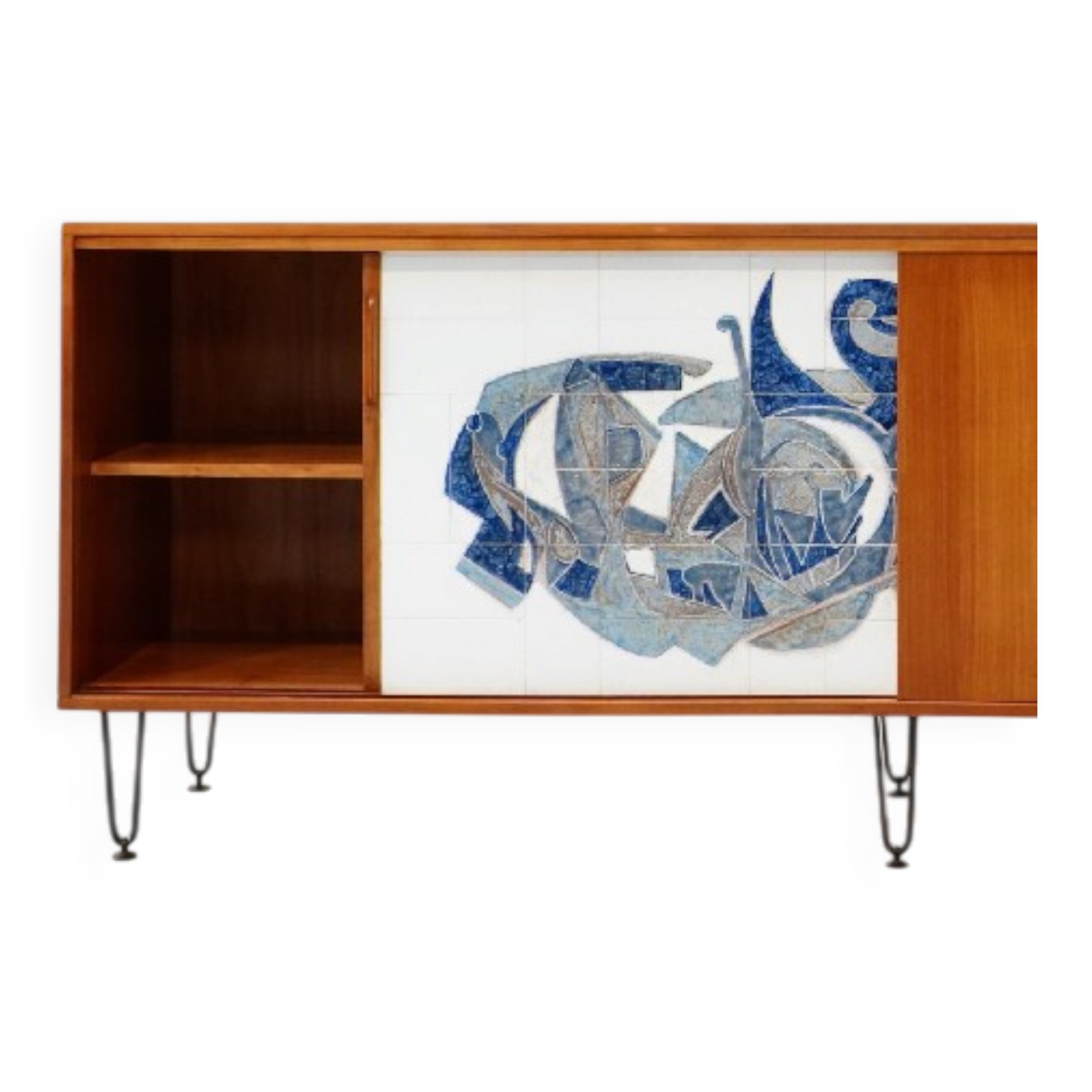 Alfred Hendrickx, Sideboard with Ceramic Art by Willy Meysmans