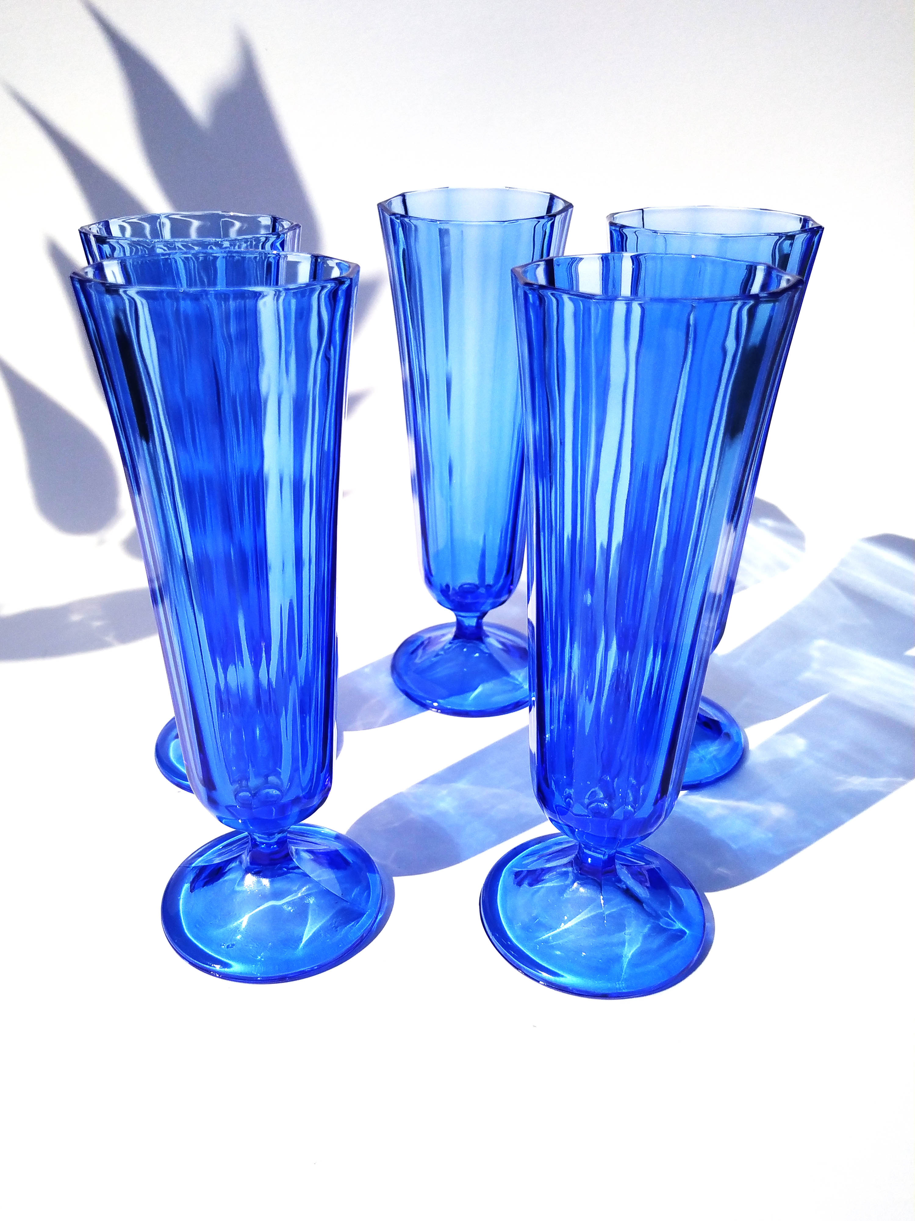 Vintage blue champagne flutes