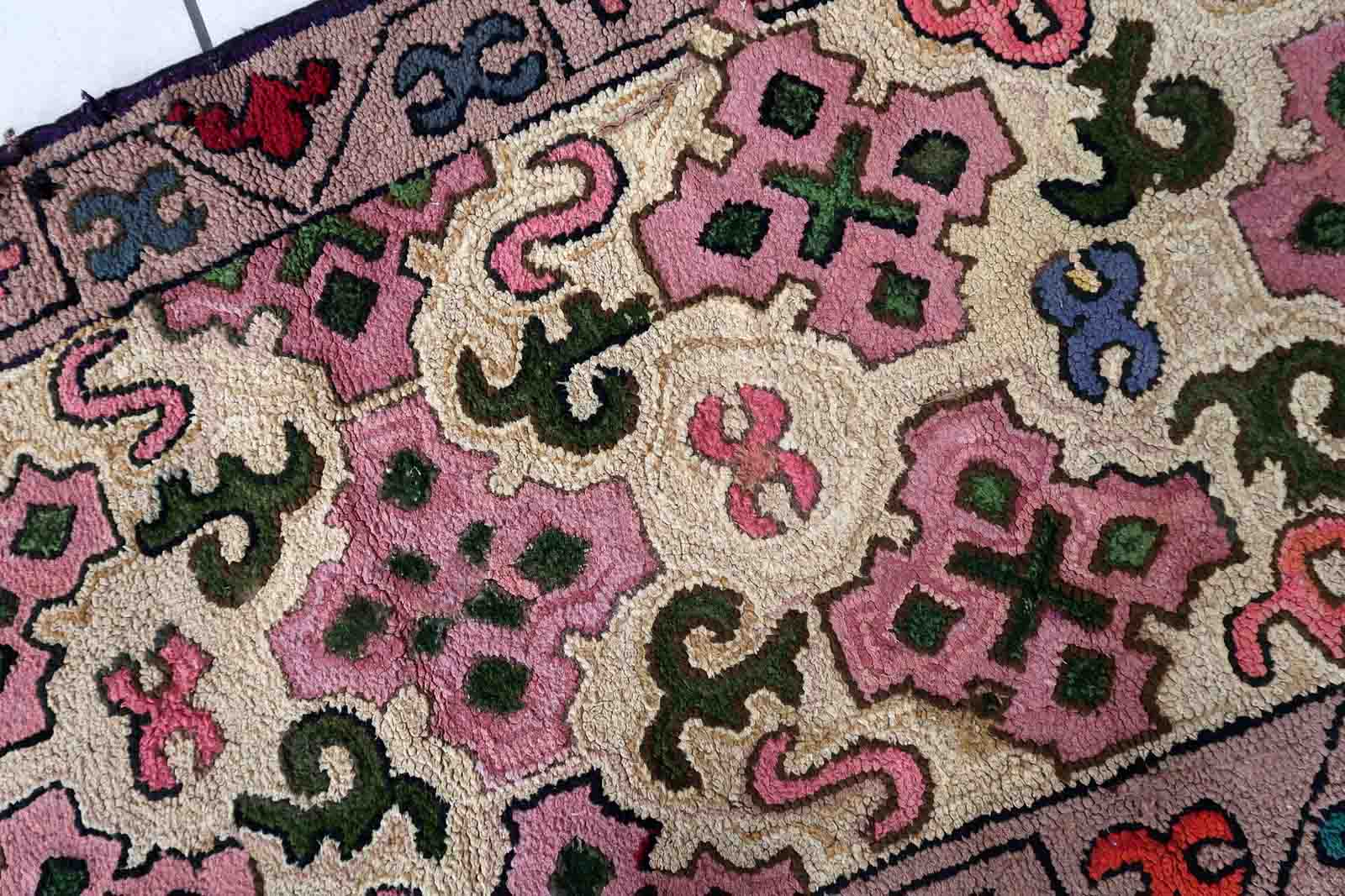 Handmade American Hooked Antique Rug 76cm x 175cm 1880s