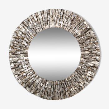 Silver wood mirror - 140cm