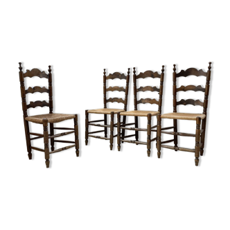 Set of rustic Provençal mulched chairs