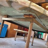 Coffee table in aragonite and its 2 nesting tables